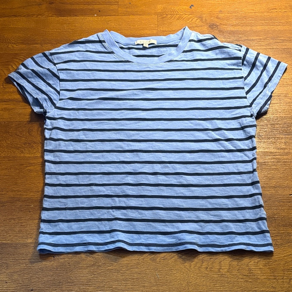 Z Supply Blue and Black Striped Tee